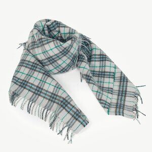 Burberry Light Blue Plaid Cashmere Scarf